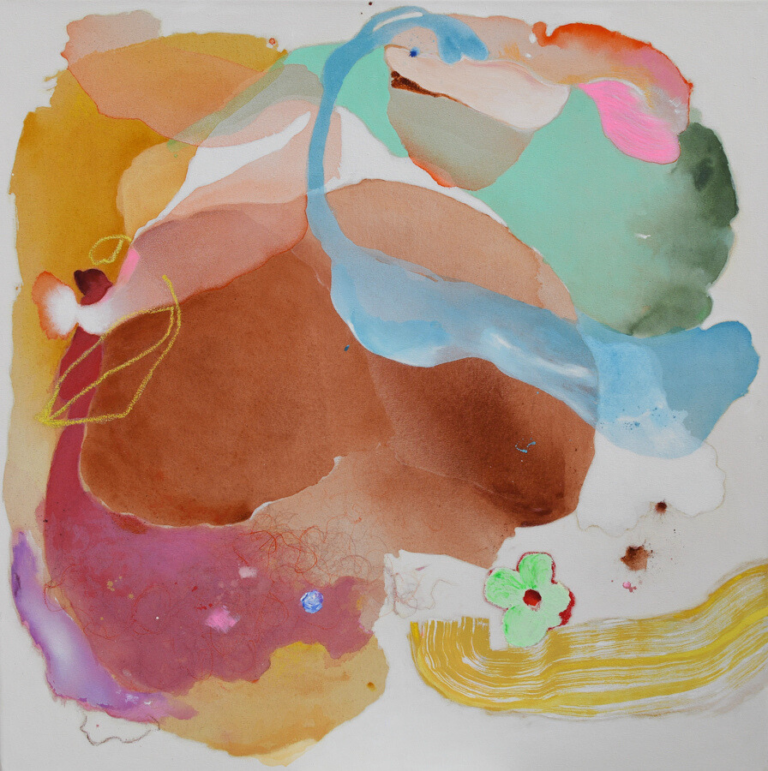 A striking abstract artwork by a Singaporean artist, bursting with vivid colors and energetic movements.