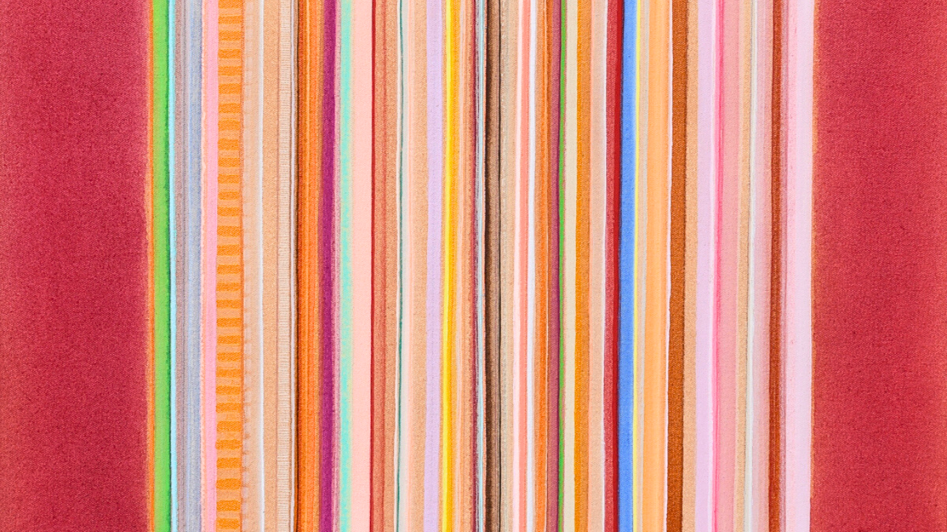 Abstract painting by Singapore-based artist Swati Singh, featuring layered colors and rhythmic lines inspired by calm and stillness in nature.